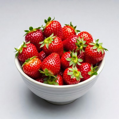Fresh Strawberries in White Bowl