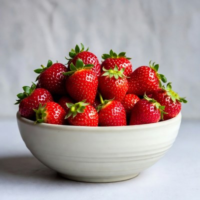 Fresh Strawberries in White Bowl