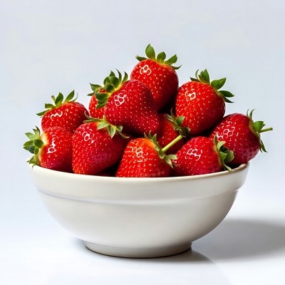 Fresh Strawberries in White Bowl
