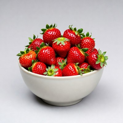 Fresh Strawberries in White Bowl