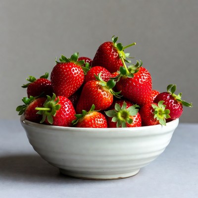 Fresh Strawberries in White Bowl