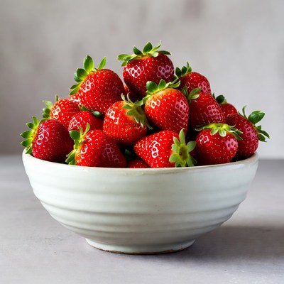 Fresh Strawberries in White Bowl