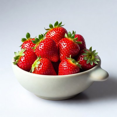 Fresh Strawberries in White Bowl