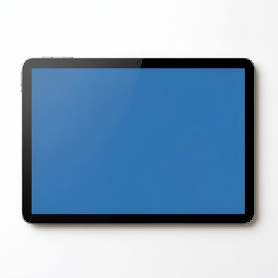 Tablet with Blue Screen