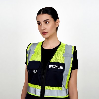 Female engineer in yellow safety vest