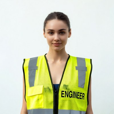 Female engineer in yellow safety vest