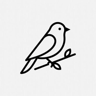 Bird perched on branch illustration