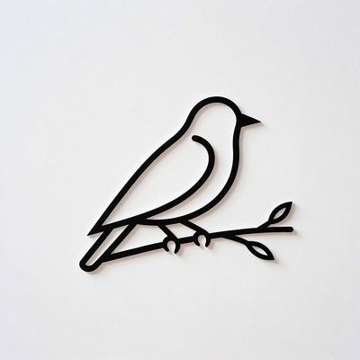 Bird perched on branch illustration