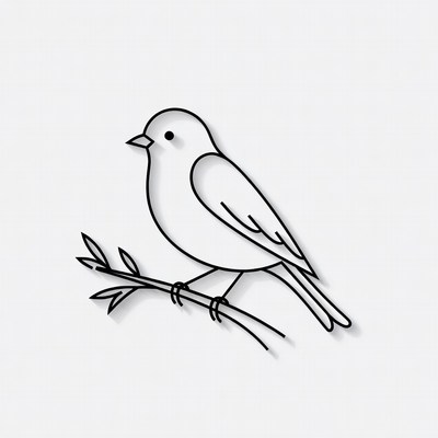 Bird perched on branch illustration
