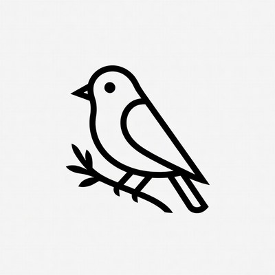 Bird perched on branch illustration