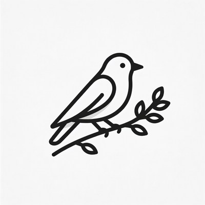 Bird perched on branch illustration