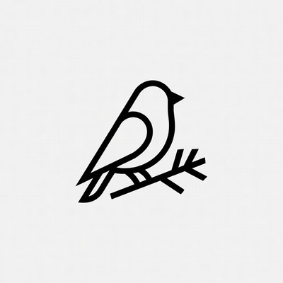 Bird perched on branch illustration