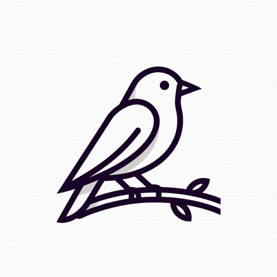 Bird perched on branch illustration