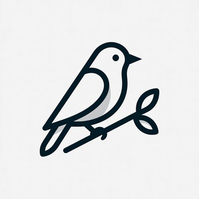 Bird perched on branch illustration