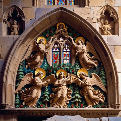 Angels Playing Instruments in Gothic Arch