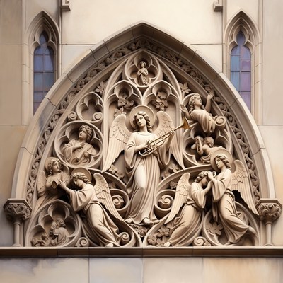 Gothic Angels Playing Instruments Carving