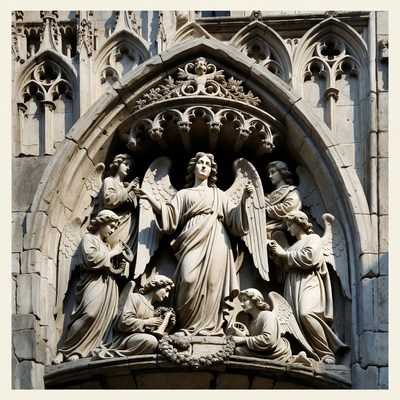 Gothic Arch with Central Angel and Angels