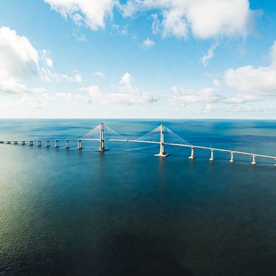 Cable-stayed bridge over ocean
