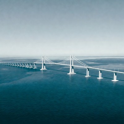 Long Suspension Bridge over Ocean