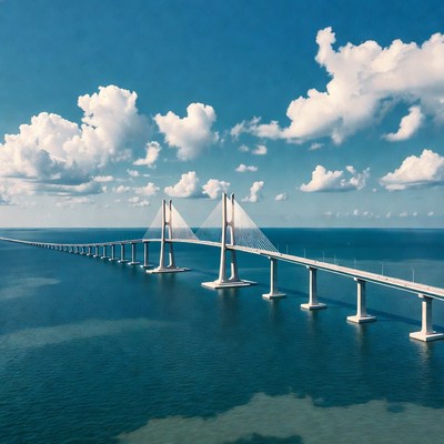 Cable-stayed bridge over ocean