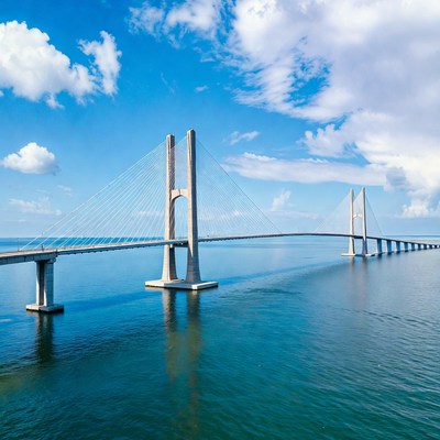 Cable-stayed bridge over sea