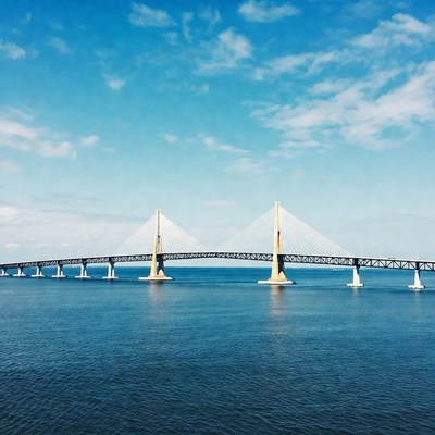 Cable-stayed bridge over ocean