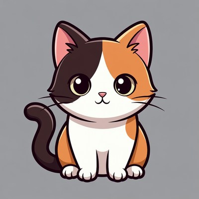 Cute calico kitten illustration