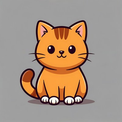 Cute orange tabby kitten illustration