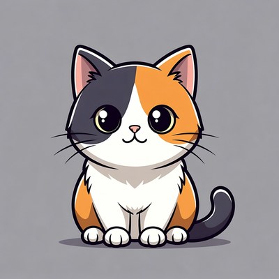 Cute calico kitten illustration