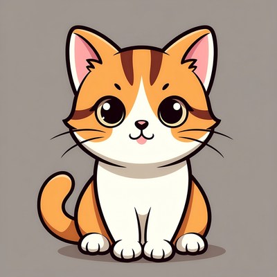 Cute orange tabby kitten illustration
