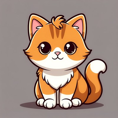 Cute orange tabby kitten illustration