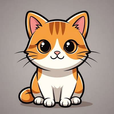 Cute orange tabby kitten illustration