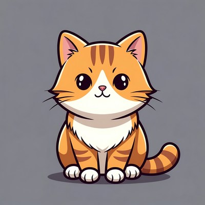Cute orange tabby kitten illustration