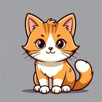 Cute orange tabby kitten illustration