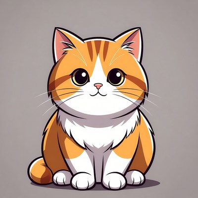 Cute orange tabby kitten illustration