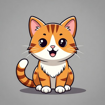 Cute orange tabby kitten illustration