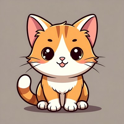 Cute orange tabby kitten illustration