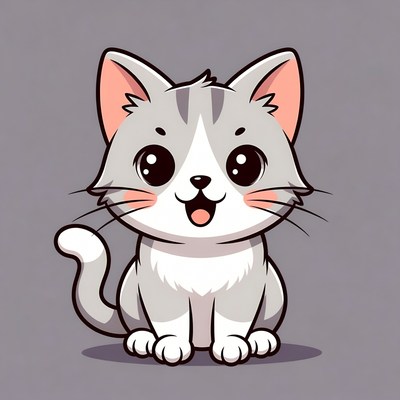 Cute gray kitten smiling