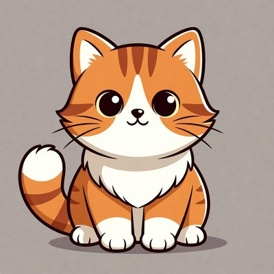 Cute orange tabby kitten illustration