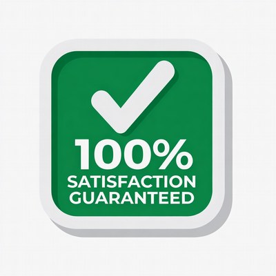 100% Satisfaction Guaranteed Green Checkmark