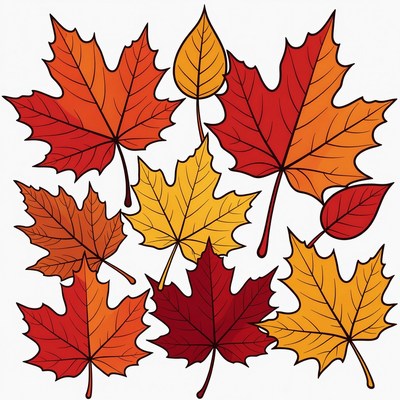 Colorful Autumn Maple Leaves Clipart