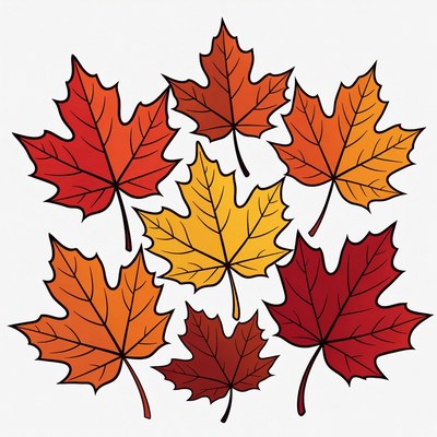 Colorful Autumn Maple Leaves Illustration