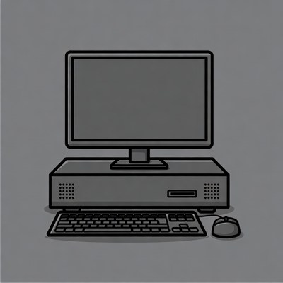 Desktop Computer with Keyboard and Mouse