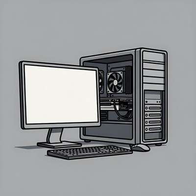Gaming PC with Monitor Illustration