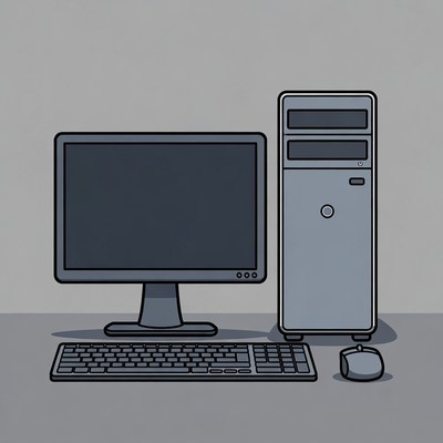 Desktop Computer with Monitor and Keyboard