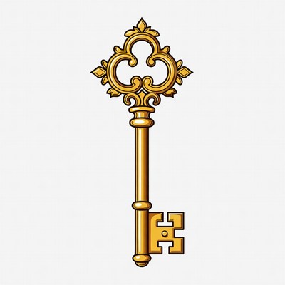 Golden ornate key illustration