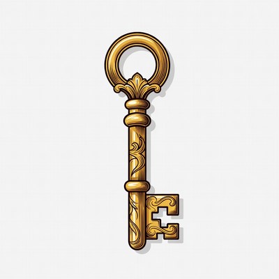 Ornate Golden Key Illustration