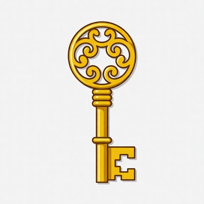 Golden ornate key illustration