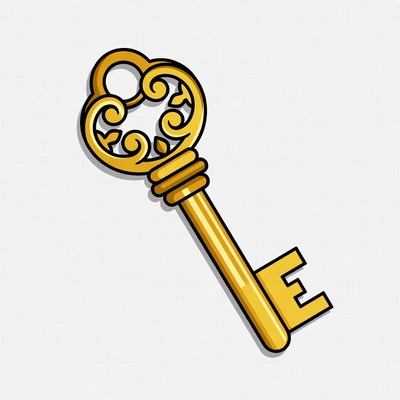 Golden ornate key clipart