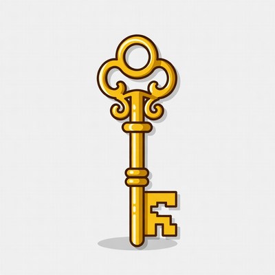 Golden ornate key illustration